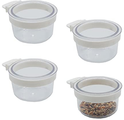 4 pcs Detachable Transparent Bowls for Canary Finch Parrot Seed Water Feeder