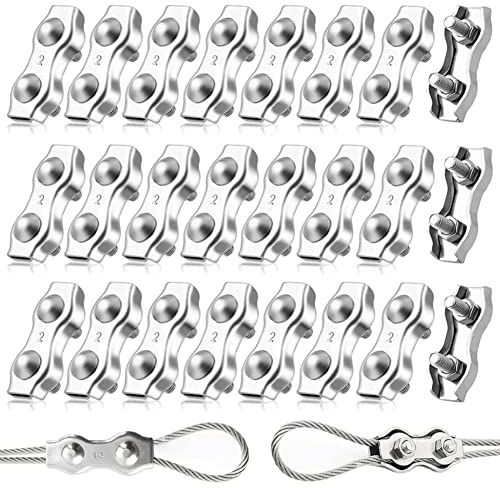 20 Stück Duplex Klemme M2 Seilklemme Drahtseil Clamp 304 Edelstahl Drahtseilklemmen Duplex Clips für 2mm Stahlseil Seil Takelage