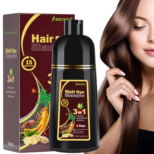 Instant Hair Shampoo Haarfarbe Shampoo für graues Haar,Natürliche schwarze Haarfarbe Shampoo 3 in 1 für Männer & Frauen,Lang anhaltende schwarze Farben (Chestnut)