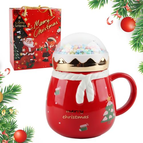 ACTOYS julmugg, keramisk julmugg, keramiska kaffekoppar, kaffemugg, julmugg för kaffe med handtag, bästa presenten till föräldrar, vänner och jul