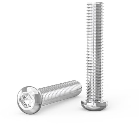 ORTAVA Lot de 10 vis à tête bombée M6 x 35 mm, vis à tête bombée Torx ISO 7380, vis à tête bombée en acier inoxydable A2 V2A, filetage complet