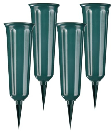 QCYFJZFU Lot de 4 vases funéraires, de cimetière, de cimetière, de cimetière, de cimetière, pour accueillir des bouquets de fleurs (vert)