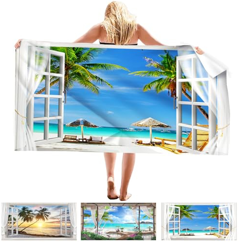 Microfaser Handtücher, 160 x 80 cm Badetuch Strandhandtuch Groß, Leichtes und Dünnes Tragbares Saunatuch, Schnell Trocknendes Fitnesshandtuch, Schwimmhandtücher für Strand, Reise, Sauna, Yoga, Sport