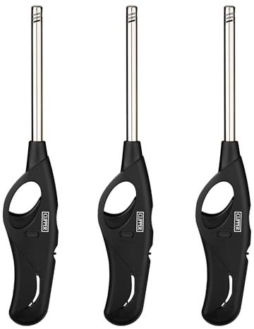 Clipper - Pack de 3 Encendedores Reusables de Cocina o Barbacoa Wave | Mecheros Reutilizables | Ideal para Cocinas de Gas (Negro)