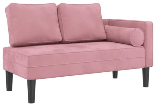 vidaXL Chaise Lounge con Cuscini Rosa in Velluto, divano letto, divano imbottito, seduta da soggiorno, dormeuse, seduta da salotto, divano 2 posti