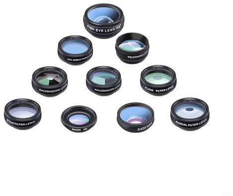 10-in-1-Objektiv-Zubehör, Handy-Objektiv-Set mit 17-mm-Objektiv-Clip, kompatibel mit Smartphones