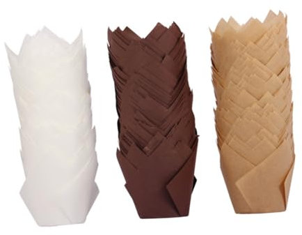 Cabilock 150 Piezas Pastel De Tulipanes Tortas De Pan Tazas De Moldes Para Muffins Envoltorios Para Muffins Tazas De Pastel De Tulipán Forro De Cupcake Para Hornear Muffins Papel