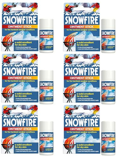 Snowfire Ointment Stick Chapped Hands, Dry Skin, Chilblains – Natural, Vegan, Cruelty Free – Pack of 6 Units - Each of 18 Grams