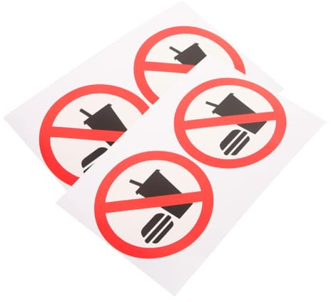 HIAKDOFT Lot de 4 Set de Autocollants Interdiction Manger Boire 10x10 Cm Pvc Adhésif Résistant aux Intempéries pour Fenêtres et Portes Intérieur Extérieur Signalétique Commerciale