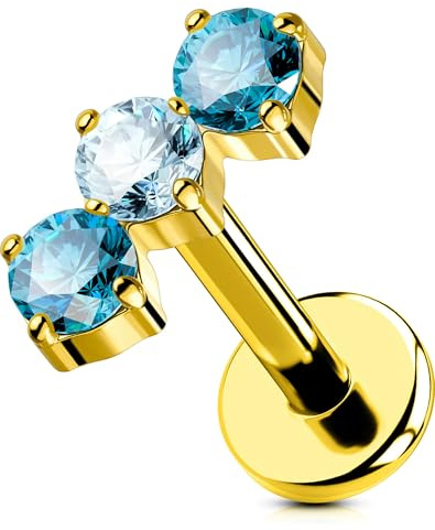 OUFER Kroppspiercing titan labret piercing smycken trådlös läppstift 18 g nässtång piercing smycken push in helix örhängen 6 mm tragus knopp platt baksida Medusa broskörhängen