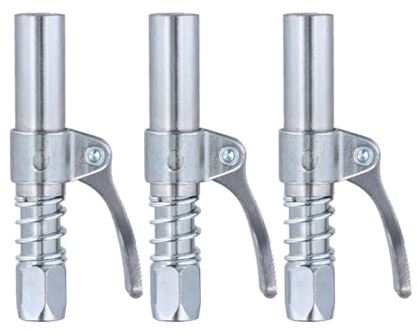 3 Pcs Testina Ingrassatore Manuale, Testina Ingrassatore con Manico Singolo, Autobloccante Accoppiatore per Pistola a Grasso, Compatibile con Pressa Grasso NPT 1/8