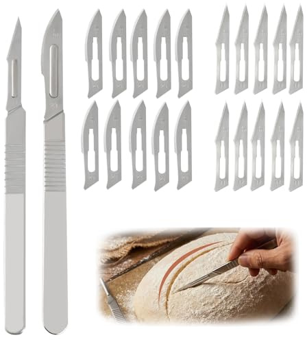 Culinavog 2 stycken brödskärare, brödblad, degkniv, professionell brödkniv, med 20 blad för DIY Lmpaste, markeringskniv