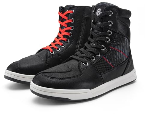 BORLENI Motorradschuhe Herren Sommer Motorradstiefel Männer lässige atmungsaktive Motorrad Sneaker reissverschluß mit Schaltpolster, rutschfeste Sohle Powersportschuhe Schwarz, 41