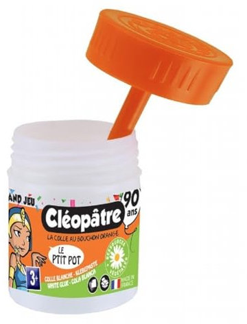 CLEOPATRE - P’tit Pot de Colle Blanche à l’Odeur d’Amande - Spatule Intégrée - 35g