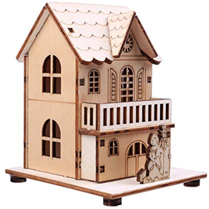 LED Maison de Noël Maisons de Village de Noël en Bois Lumineuses Mini Maison en Bois Ville de Noël avec des Lumières Décoration de Table de de Noël