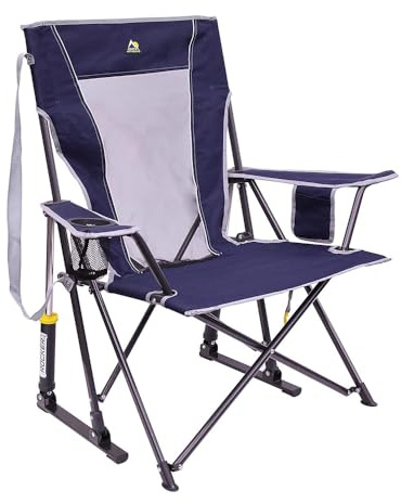 GCI Outdoor Comfort Pro Rocker Collapsible Rocking Chair & Outdoor Camping Chair, Indigo Blue