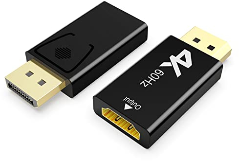 J&D DisplayPort auf HDMI Adapter, 2-Pack Unidirektional DisplayPort DP Männlich auf HDMI Weiblich Adapter, Unterstützung 4k / 60 Hz