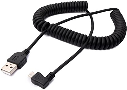 System-S USB 2.0 Kabel 200 cm Typ A Stecker zu Micro B Stecker Spirale Winkel in Schwarz