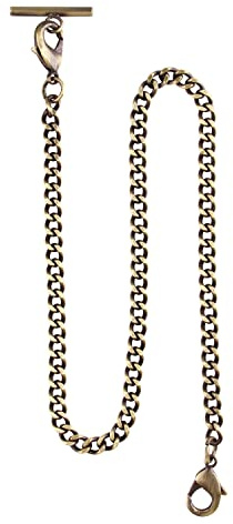 Realpoo 1 PCS Brown Short T Bar and Lobster Clasps Shape Pocket Watch Chain Bracelet 14.7 (37.5 cm), Vintage Metal Alloy Pocket Watch Chain for Men/Ladies- Brown
