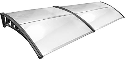 Sonnewelt Auvent pour Porte d'Entrée - 100 x 300 cm - Aluminium et Polycarbonate - Transparent - En Pente - Toit de Porte Extérieur - Protection