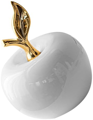 RORPOIR Realistic Ceramic Apple Ornament Small Fruit Model Decorative Mini Figurine for Indoor Desktop and Photography Prop 5.91X4.53X4.53 Inches