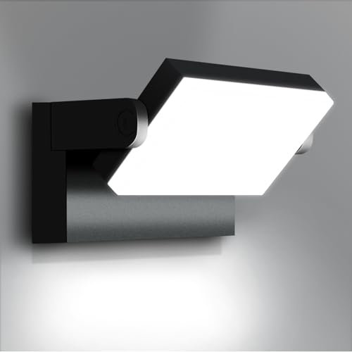 Kingwen 40W Applique Esterno/Interno Rotazione a 360°,Lampada Led Esterno Nero IP65 Impermeabile, 5500K Applique da Parete LED Moderna,Lampada da Parete Esterna in Alluminio
