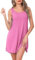 Sopesil Chemise de Nuit Femme Été Court sans Manches Robe de Nuit Col en U Nuisette Femme Couleur Unie à Volants,XXL,Rouge Rose