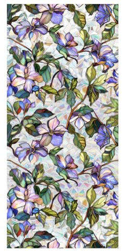 Fenster-Sichtschutzfolie, Motiv: Regenbogen-Blume, Sonnenschutz, 3D-Dekor, PVC, Buntglas-Fensteraufkleber, nicht klebend, statisch haftend für Zuhause, Büro, 42 x 100 cm