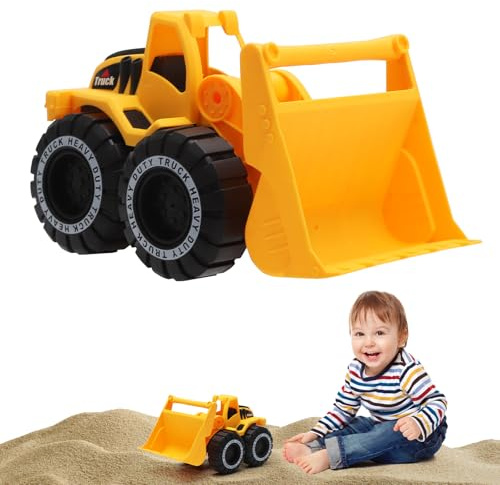 VOSSOT Excavatrice Camion de Construction Cadeau Chargeuse sur Pneus Construction Véhicules Jouets Bulldozer Chargeuse Pelleteuse Jaune Tractopelle