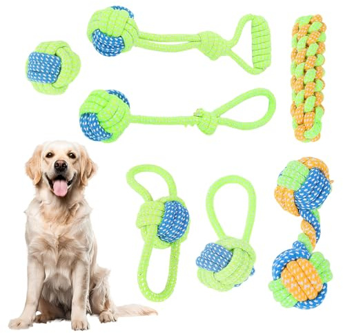 Rongrongago 7 Piezas Juguetes para Perros,Juguetes Perro, Juguete Perro Duradero Adecuado para Cachorros, Perros Pequeños Y Perros Medianos (Verde)