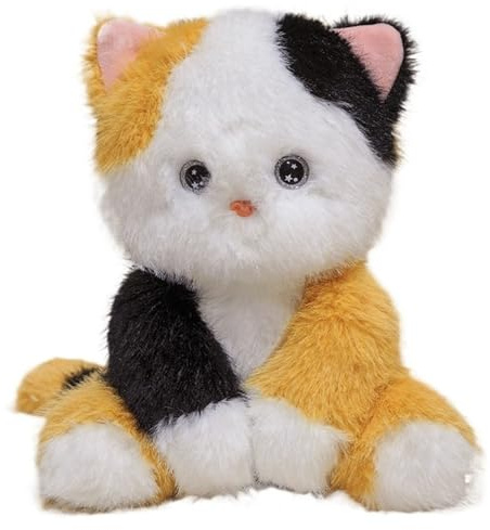 KUKUShining Peluche Chat, Animal en Peluche Doux Et Câlin Coussin Jouet De Dessin Animé Poupée Moelleuse pour Enfants Câlins Et Détente(Tricolor)