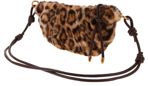 Beaupretty Leopardmönstrad Crossbody-väska i Mjuk Plysch med Justerbar Axelrem Stilren och Rymlig Handväska för Kvinnor för Vardag och Fest Året