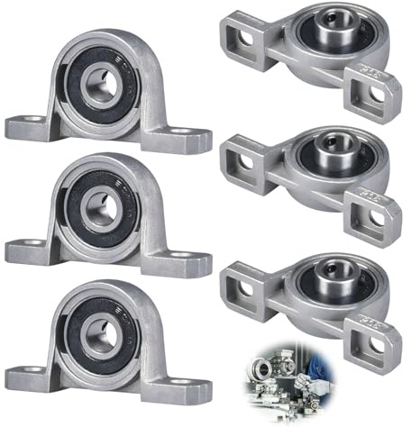 6 Stück Stehlager, Gehäuselager Zinklegierung Inner Ball Montiert KP08 8mm Bohrung Silber Zinklegierung Wellenlager Lagerbock Vertikale Stehlager Flanschlager für Achse Welle Maschine 3D - Drucker