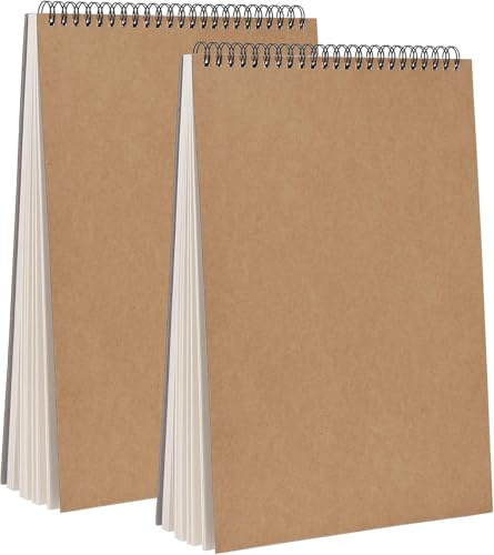 Bloc de Dibujo A4 Cuaderno Papel Texturizado, Bocetos y Dibujos Artistas para Niños Principiantes, para Acuarela, Pintura Acrílica y al Óleo - 160g/m² 30 Hojas (2 Piezas)