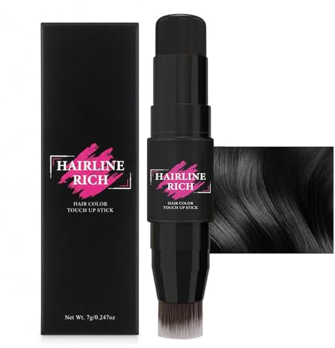7g Palette Retoca Raices, Cubre Raíces Barra de Retoque de Línea Capilar Doble Extremo con Brocha, Resistente al Agua y al SudorRellena Línea Capilares Dispersas,para Hombres y Mujeres(Negro)