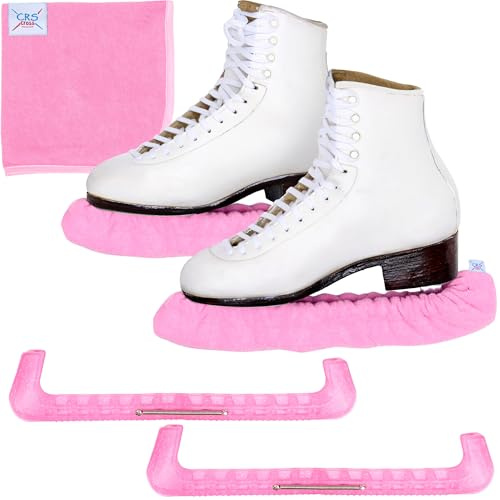 CRS Cross Ice Skate Guards, Soakers & Towel Set. Large, Program Pink