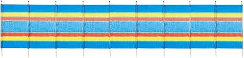 RHMM Multi-Coloured Windbreak with Wooden Poles (4, 5, 6, 8, 10 Pole Options) – Beach Wind Breaker, Camping & Caravan Privacy Screen (10 pole)