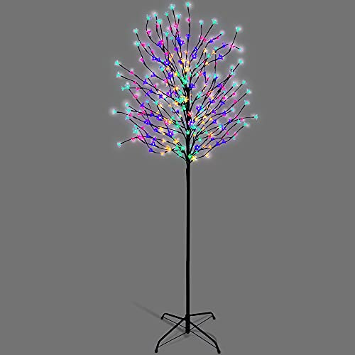 NETTA 5FT LED Cherry Blossom Tree, Pre-Lit 250 Lights, Auto-Off Timer and 8 Lighting Modes, 3M Power Cable, Suitable for Indoor and Outdoor Use - Multi-Colour