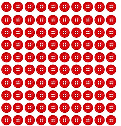 Mandala Crafts 18mm 3/4 Inch Medium Red Plastic Buttons for Sewing – 100 Round Resin Buttons Replacement with 4 Holes