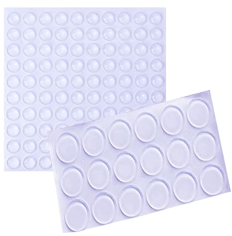 Amortisseur Porte Placard, 118 Pcs Transparente Silicone Anti Bruit Patin pour Protection Poignée, Auto Adhésif Antidérapant Anti-Choc Tampon Butée Murale (2 Tailles)