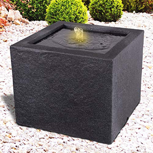 Gartenbrunnen Zierbrunnen Zimmerbrunnen Springbrunnen Brunnen mit LED Licht 230V Wasserfall Wasserspiel für Garten, Gartenteich, Terrasse, Balkon