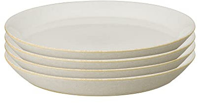 Denby - Impression Cream Medium Plates Set of 4 - Dishwasher Microwave Safe Crockery - Ceramic Stoneware Tableware Plates For Lunch & Dinner