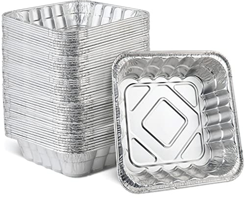 PLASTICPRO Disposable 10'' X 10'' X 3'' Inch Square Aluminum Tin Foil Baking Pans Bakeware - Cookware Perfect for Baking Cakes, Breads, Brownies, Bread, Meatloaf, Lasagna, Pack of 50