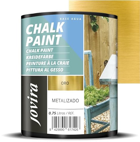 JOVIRA PINTURAS Chalk Paint 750 ml | Pittura al Gesso, Matte all' Aqua, Rinnova il tuo arredamento con creatività. (750 millilitri, Oro) F-22