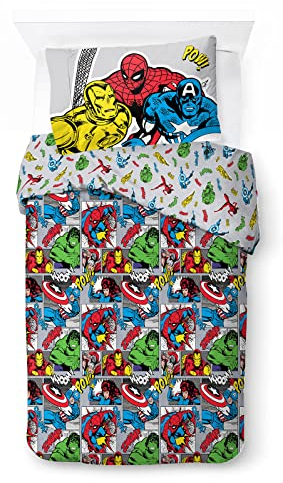 Jay Franco Marvel Comics Avengers Whoom 100% Cotton Single Duvet Cover Set - Includes Pillowcase