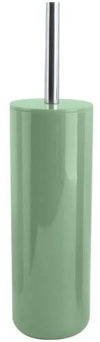 MSV Brosse WC Porte-Balai Toilette Pot à Balai INAGUA - Ensemble WC à Poser en Polystyrène Balayette avec Manche en Acier Inoxydable Vert Basil