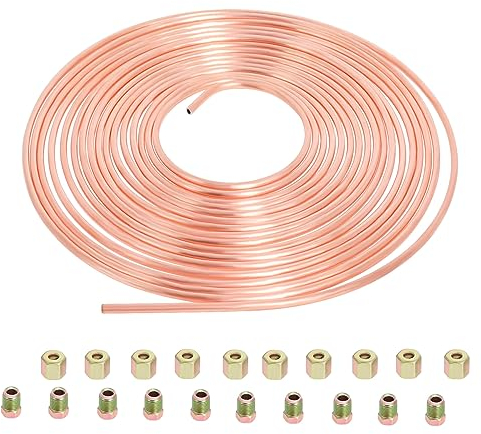 Tubo per Tubo di Freno 10m Ø3/16 (4,75mm), Kit di Linee Freno Generale per Automobile con 20 Dadi da Poweka
