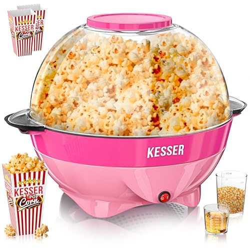 KESSER® Popcorn Maker 800W | Palomitero de 5,5l de capacidad con tapa con revestimiento antiadherente y bol para servir | para aceite, mantequilla y azúcar | incl. vaso para palomitas