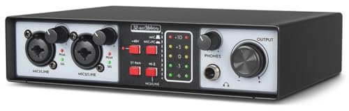 GOSIA - Interfaz de audio USB 2 entradas 2 salidas kit estudio 32 bits/384 kHz grabación tarjeta de sonido profesional Phantom 48 V