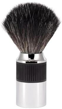 MÜHLE NEO Rasierpinsel - Rasurpinsel aus Black Fibre - verchromtes Metall und Gummigrip-Griff - vegan - Schwarz